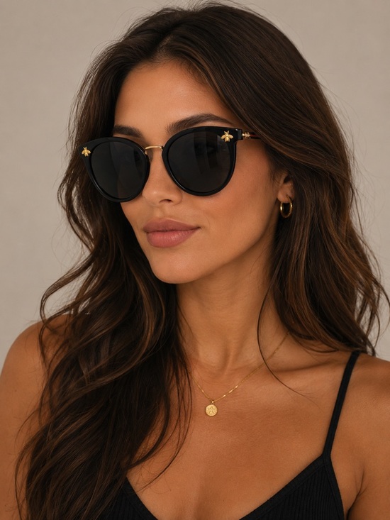 Accessories - Luxe Noir Queen Bee Sunglasses